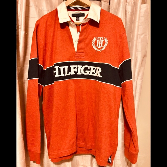 Other - TOMMY HILFIGER Rugby Polo brick orange men LG BNWT